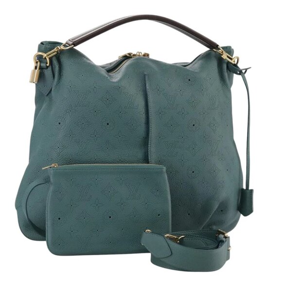LOUIS VUITTON Mahina Selene MM Shoulder Bag Leather Blue Lagon M93986 Auth mr766 - Picture 1 of 14